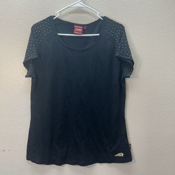 Indian Motorcycle tee shirt Women's SZ L Biker Studded Short Sleeve Scoop Neck - Picture 1 of 6